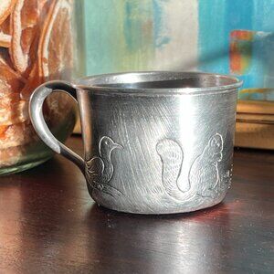 Rare Vintage Silver Baby Cup Heritage Classic Mexico Animals Cottagecore Gift  T